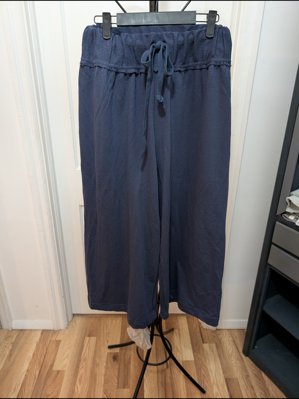 Free People Beach Relaxed Navy Wide-Leg Drawstring Pants Size XL